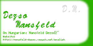 dezso mansfeld business card